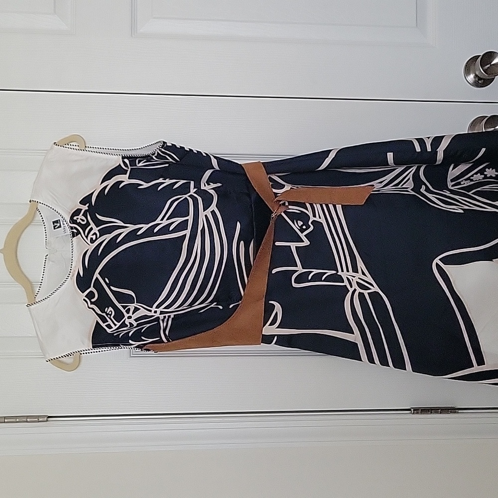 Unique horseprint dress with leather belt